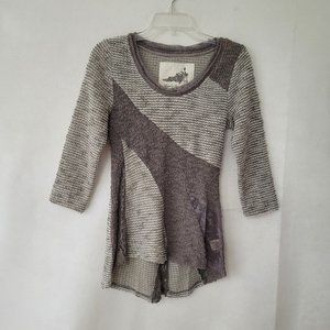 Angel Of The North Sweater Womens S 3/4‎ Sleeve Patchwork Knit Tunic